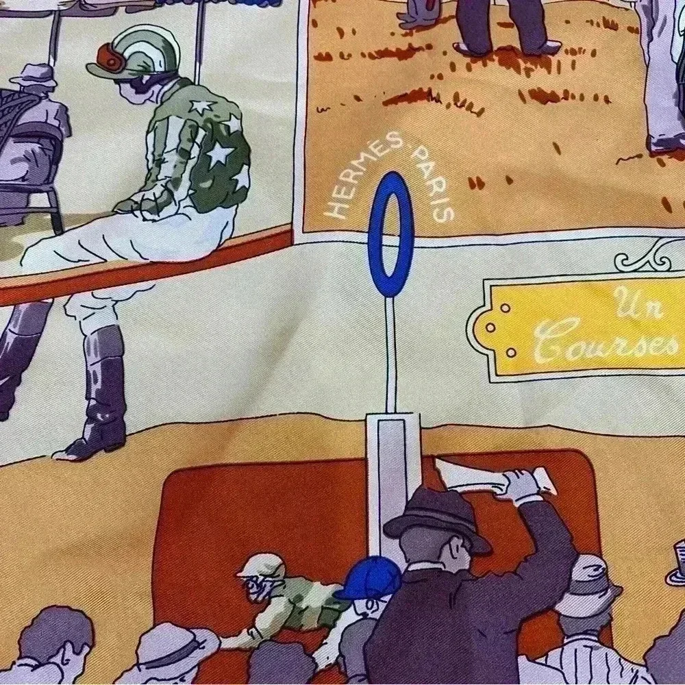Hermès 'Un Siecle de Courses a Deauville 90' scarf by Hubert de Watrigant